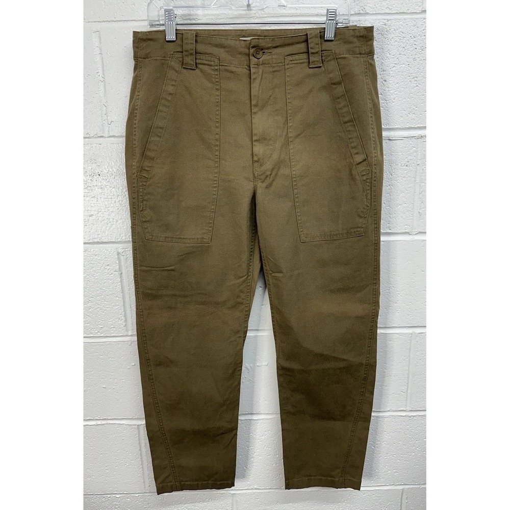 VINCE Military Cotton Pant in Olive Green / Straight Cropped Fit / Women's 8